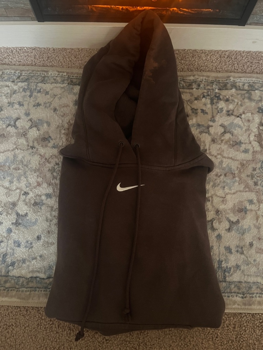 Nike Brown Hoodie with White Swoosh Logo